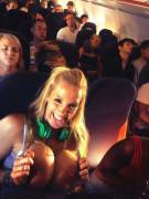Flashing while the rest of the plane sleeps. [IMG] (xpost r/titsassandnoclass)