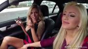 Cameron Dee is glad she drives an automatic so she is free to finger bang her passenger Nina Elle [GIF]
