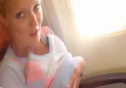 Sexy flash, blowjob and cumshot on airplane (MIC)