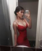 Asian in the red dress