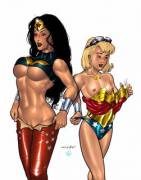 Wonder Woman and Wonder Girl switches outfits.