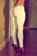 White pants and high heels