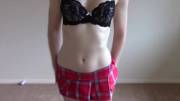 [F] Naughty schoolgirl girl strip tease