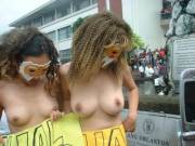 University of the Philippines coeds protest naked for women's rights 