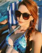 Blue bikini red hair