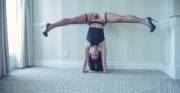 Kelsi Monroe Does a Handstand