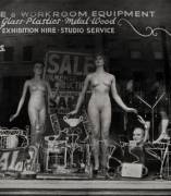 Nude in shopfront, 1950