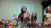 playing in a ball pit