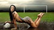 Mariana Contreras down and dirty on the soccer field.