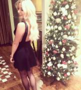 Hot blonde by the tree