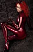 Goth in latexwith red hair... [x-post /r/shinyporn]