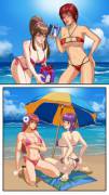 Dead or Alive girls hit the beach; feat. Ayame, Kasumi, Mila, &amp; Hitomi (pablocomics)