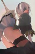 2b Flashing Her Panties (NieR: Automata)(Artist: CursedApple)