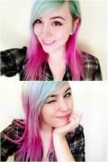 What my bright teal/ pink hair has faded into after 2 months! 