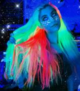 UV glow rainbow hair and freckles