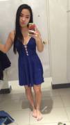 Asian in blue dress