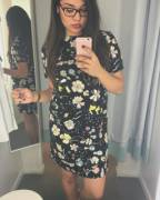 Trying on a floral dress