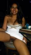 [PIC] Hot girl shows her lovely brown pussy in a bar
