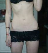 Ribs, hip bones, thigh gap, cute panties. I'm in love with this pic