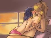 Dawn and Cynthia making out