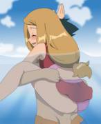Ash and Serena take a quick break to have sex in the lake! (Animation)