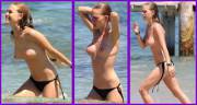 Katharina Damm topless on the beach