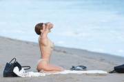 Francesca Eastwood topless at the beach
