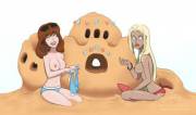 Palossand and Bikini Beauties (Pokemon) by AWMBH