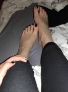 Gf's sexy black toes. I can't get enough!!!