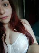 White lingerie + red hair + some face. Any more requests? ❤