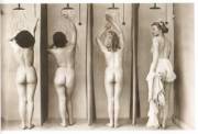 In the Ladies' Locker Room Showers (c.1950's)