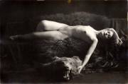 Nude on a Bearskin Rug - photographed by Albert Arthur Allen (1917)