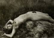 "Nude with Arrow" photographed by Gerhard Riebicke (1926)
