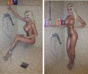 Plastic princess in the shower