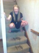 she finds it hilarious she peed all over the stairs