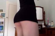 My bubble butt in a tiny black dress and g-string