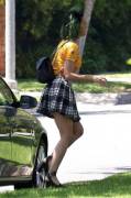 Katy Perry upskirt wearing sexy schoolgirl skirt