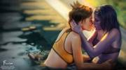 Tracer and Widowmaker at the pool (Firolian)