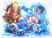 Frozen Mei gets thawed by Junkrat's bomb [Gorgeous Mushroom]