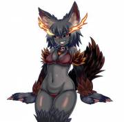 Hellhound shows off her body [Monster Girl Encyclopedia]