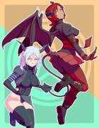 Twin demons Yuki and Anala by Materclaws.