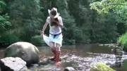White Cowgirl Dress, Red Hunters, River