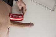 playing around again with the work soda cans. don't u luv it when they drink from cans that you had your cock all over!