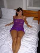 purple nightie in bed