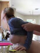 Bending mom over the kitchen counter