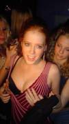 Ginger girl flashing her tits