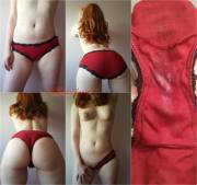 [Selling][10][Gusset Peek] Redhead in polkadot panties! Extra strong scent, 3 days wear and ready to ship!! &lt;3