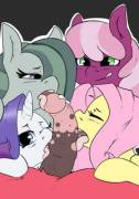 Big Mac gets all the mares (artists: one-true-pony-loser &amp; atane18)