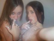 In the shower with her friend