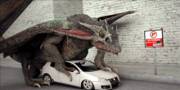 Gif of realistic dragon railing a VW